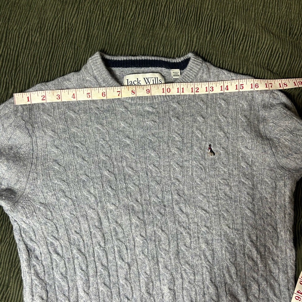 Jack Wills Heather Gray Cable Knit Merino Wool Sweater- Women’s Medium - Picture 8 of 11